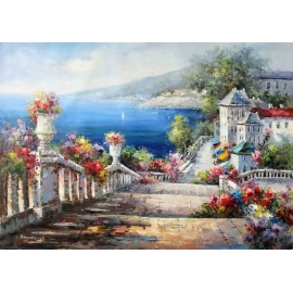 地中海風景 - y14282 畫作系列 - 油畫 - 油畫風景